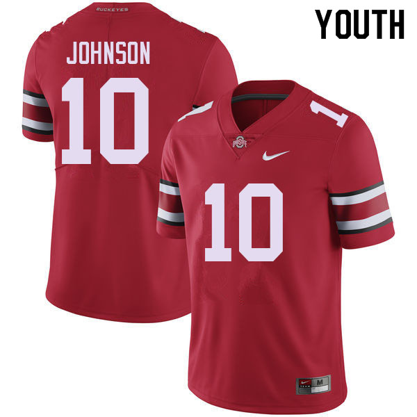 Youth Ohio State Buckeyes #10 Xavier Johnson Red Authentic College Stitched Football Jersey 23JY045HG